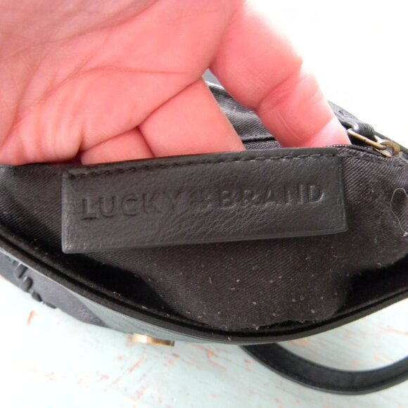 LUCKY BRAND BLACK BRAID GROMMET DETAIL BOHO SMALL CROSSBODY BAG VEGAN LEATHER - Picture 9 of 10